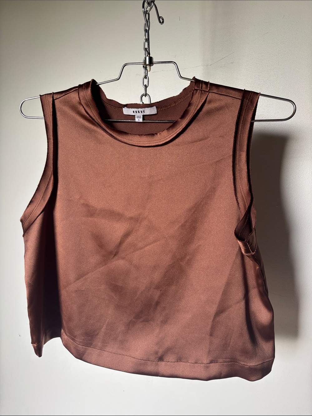 Ro & De Boxy Silk Tank Brown